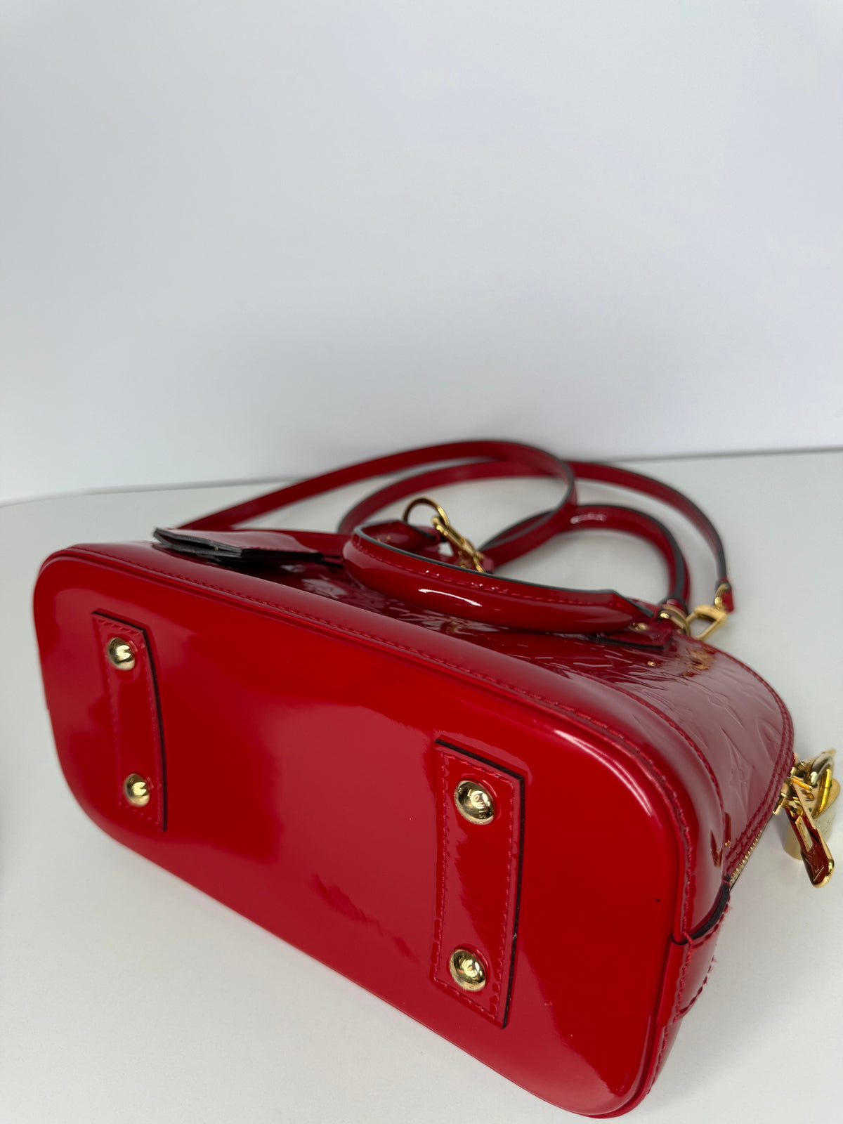 Louis Vuitton Alma BB Red Monogram Vernis Leather