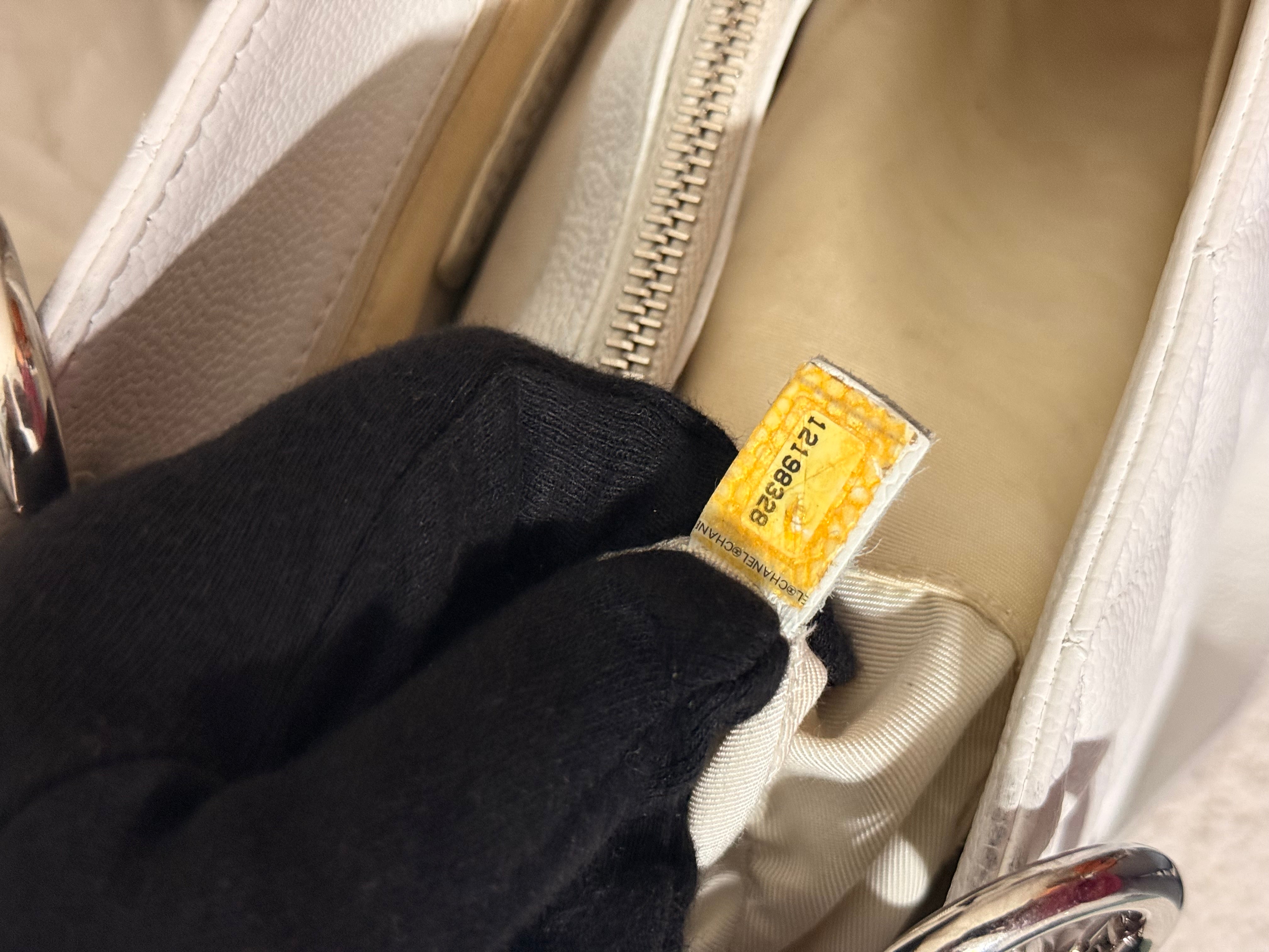 Chanel White Quilted Caviar Leather Grand Shopping Tote