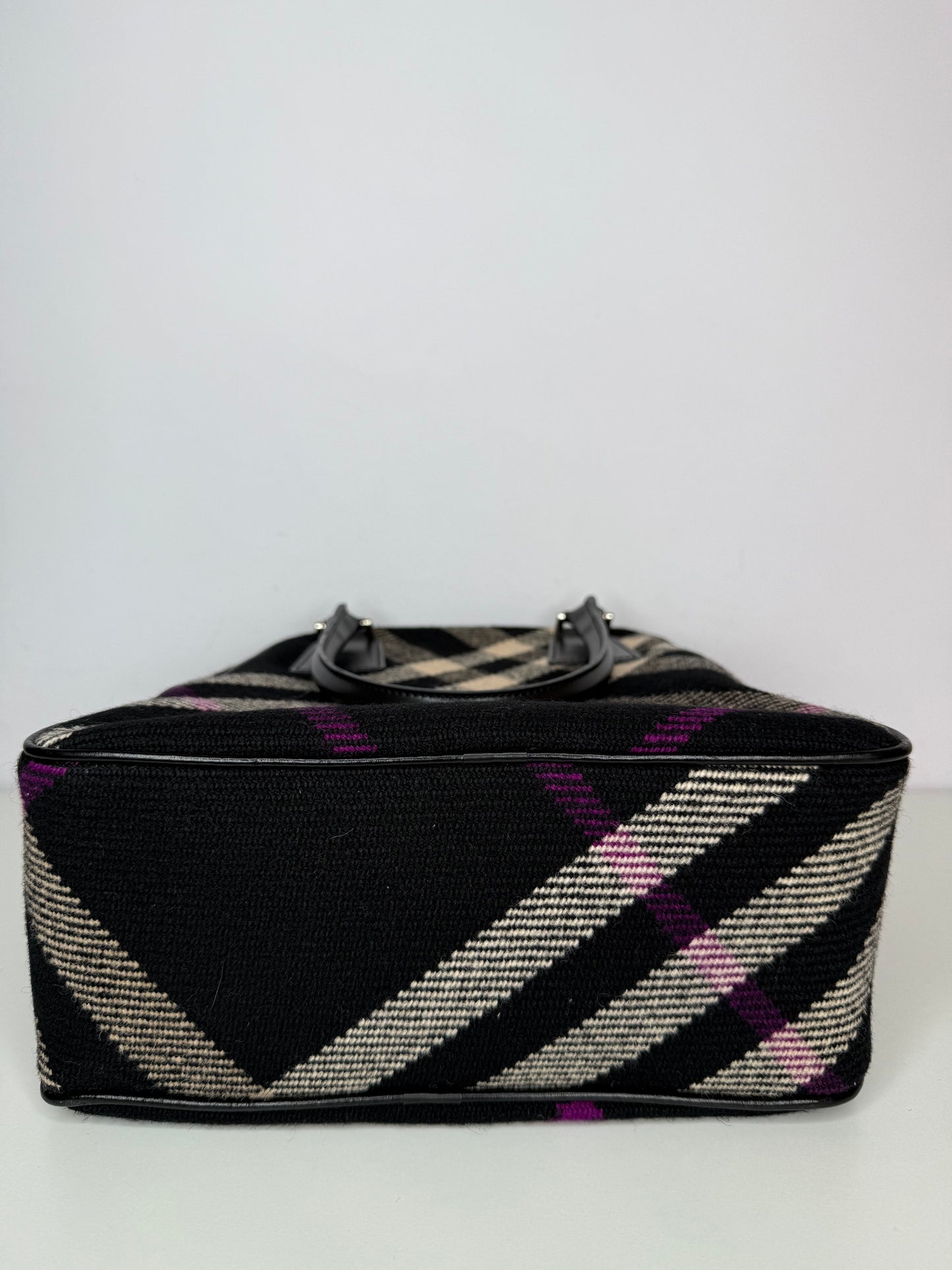 Burberry Black Plaid Wool Shoulder Bag