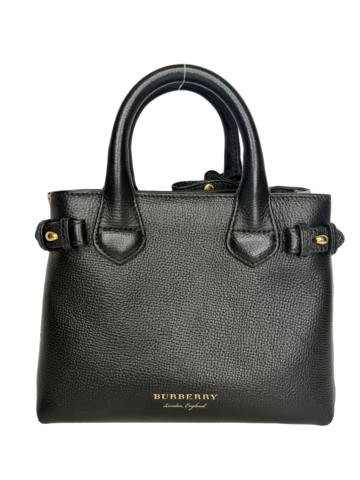 Burberry Baby Banner Black Leather House Check Tote Bag