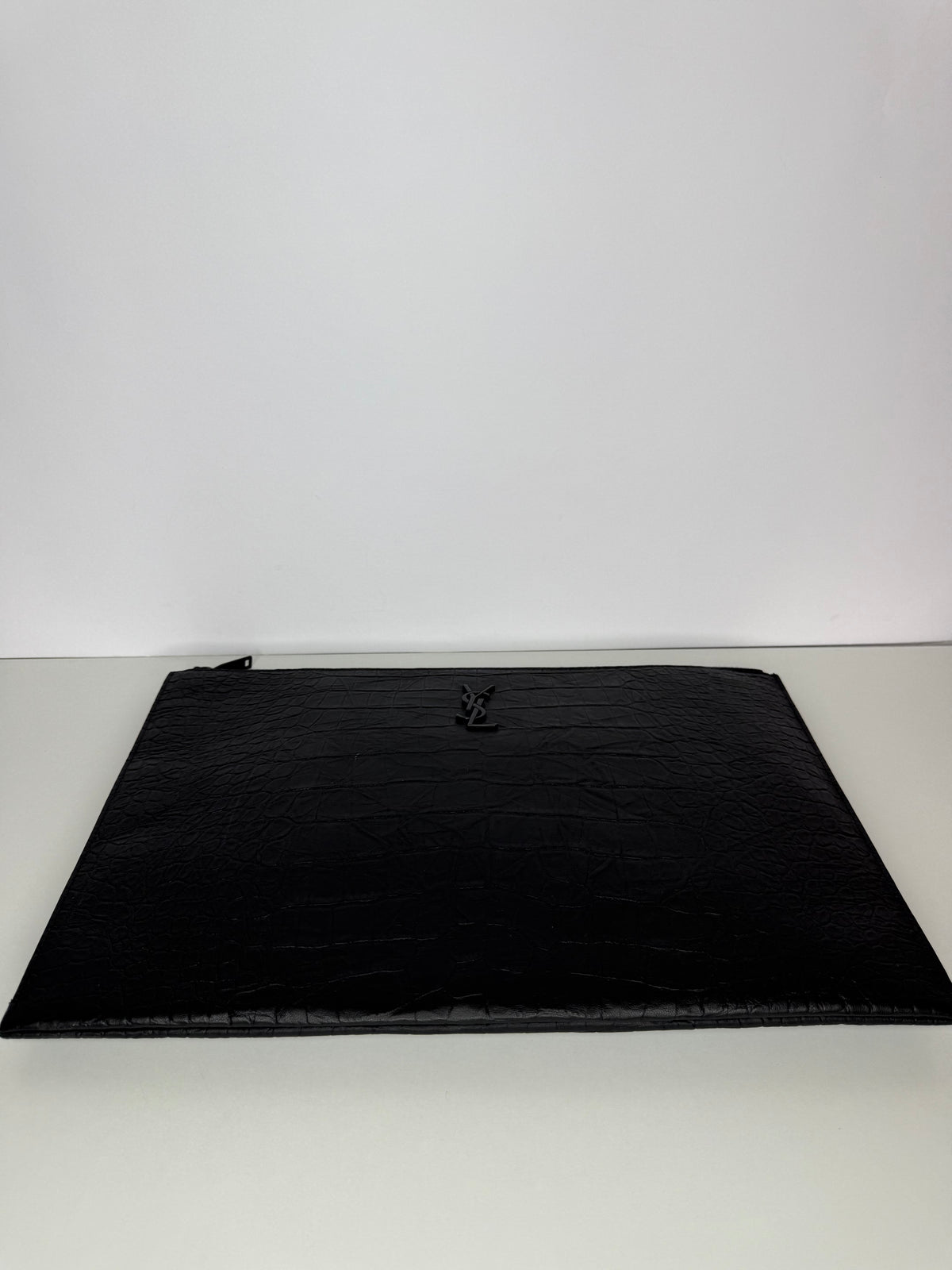 Saint Laurent Calfskin Crocodile Embossed Monogram iPad Case