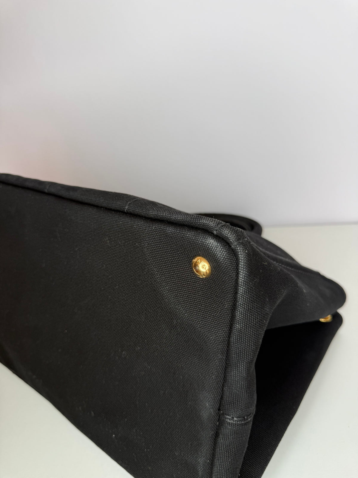 Prada Black Denim Canapa Logo Satchel