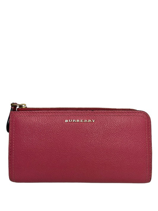 Burberry Magenta Calfskin Leather Continental Wallet