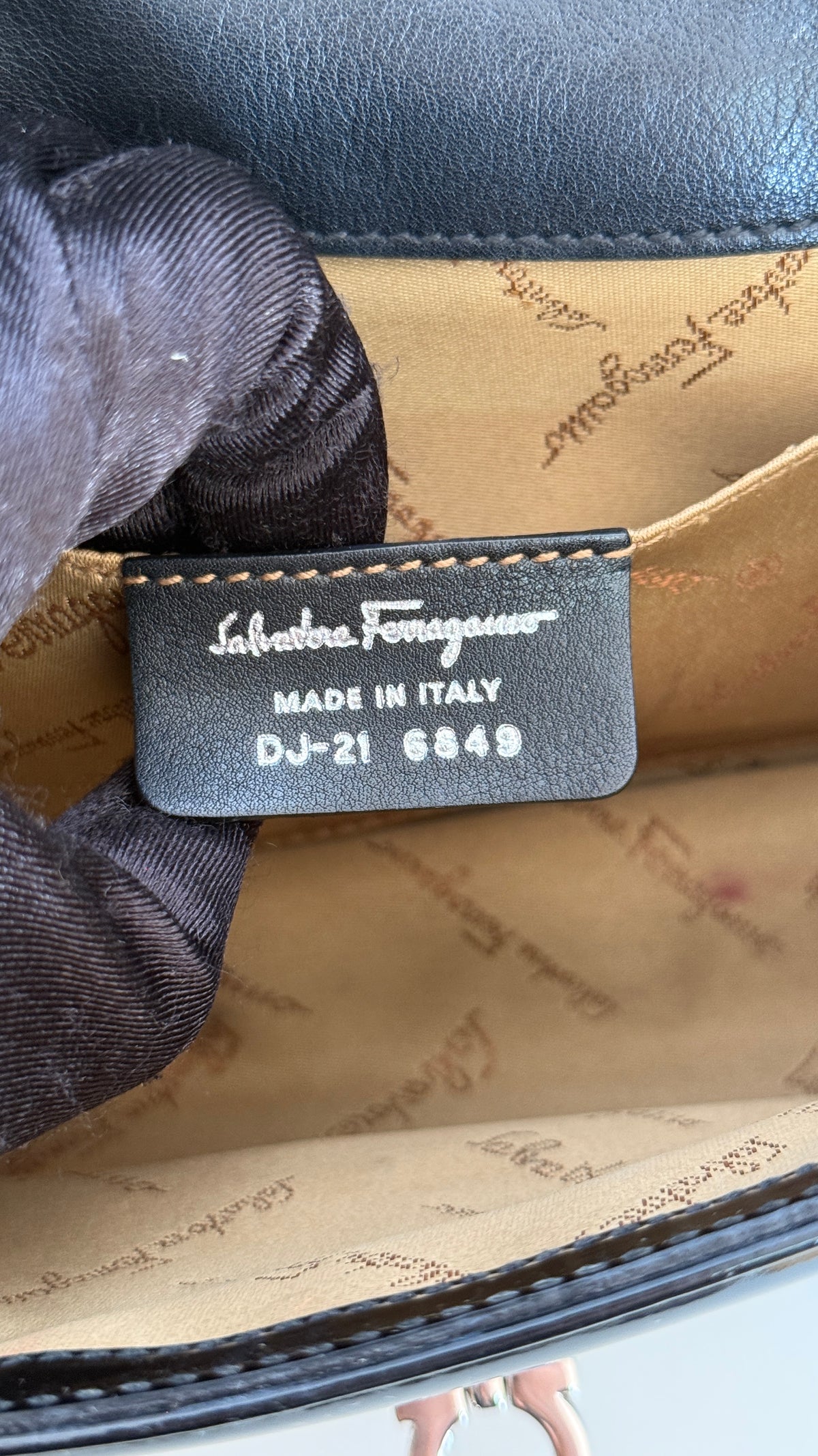 Salvatore Ferragamo Gancini Lock Black Patent Leather