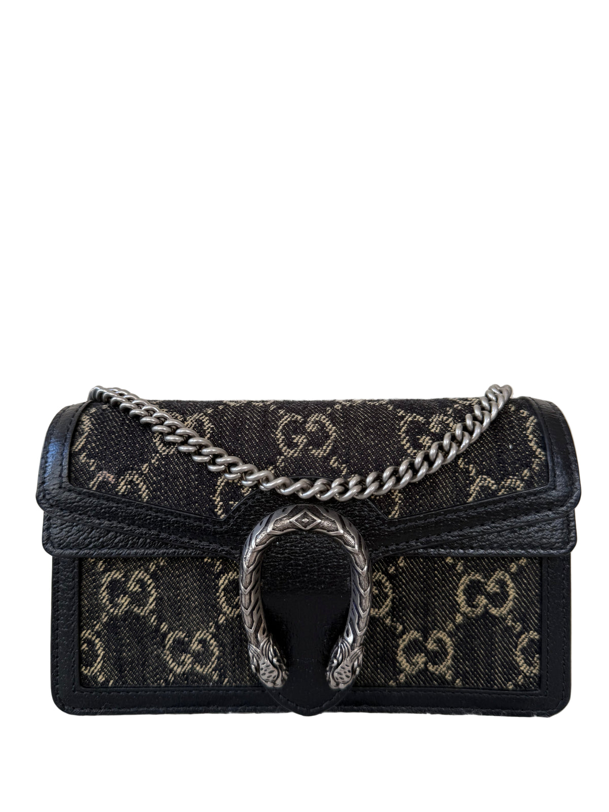 Gucci GG Black Denim Super Mini Dionysus Crossbody Bag