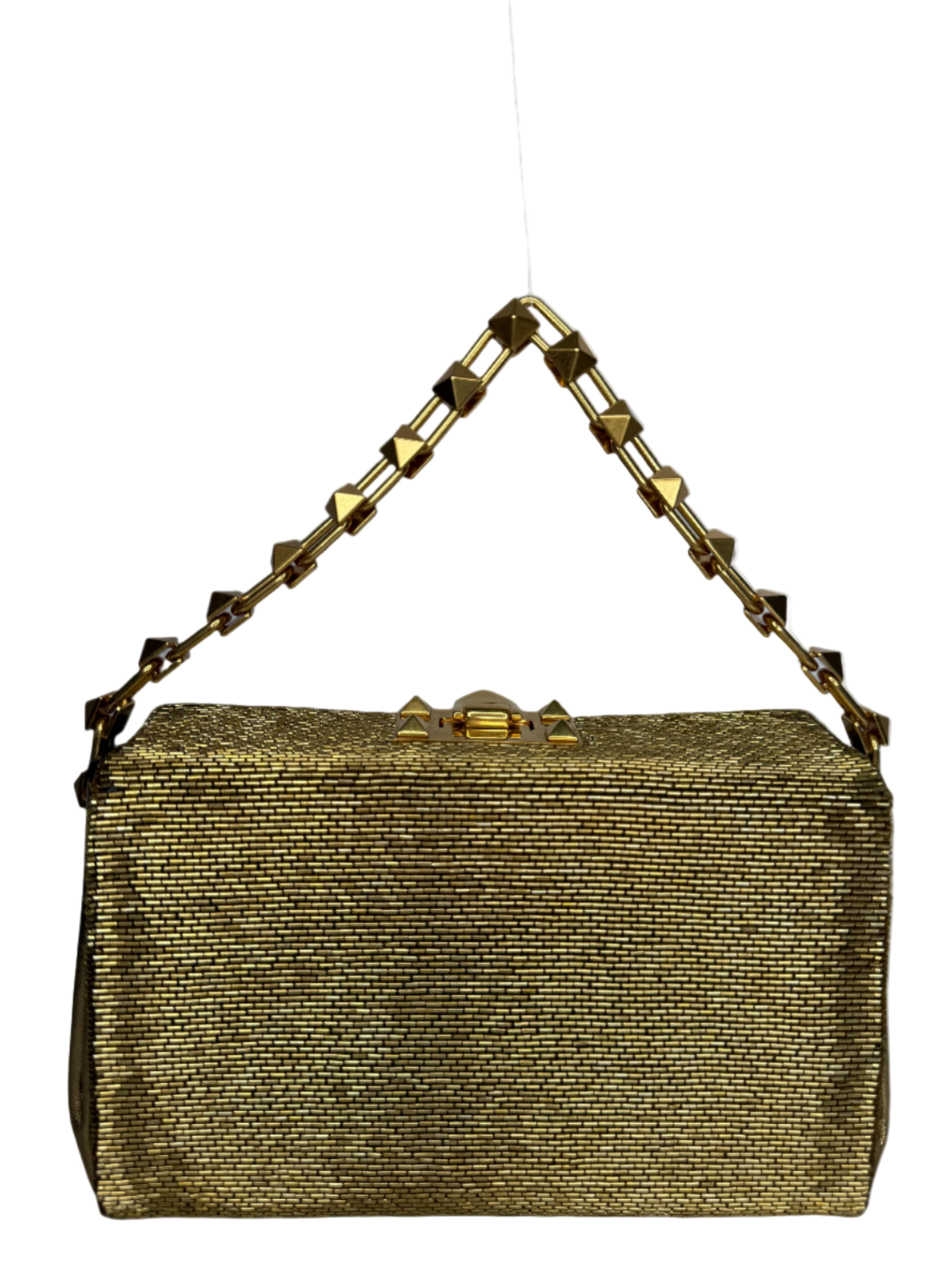 Valentino Garavani Carry Secrets Rockstud Chain Metallic Clutch