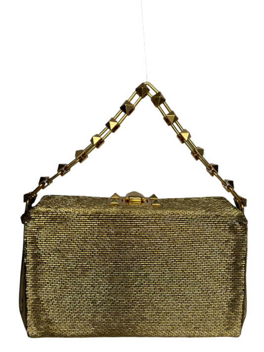 Valentino Garavani Carry Secrets Rockstud Chain Metallic Clutch