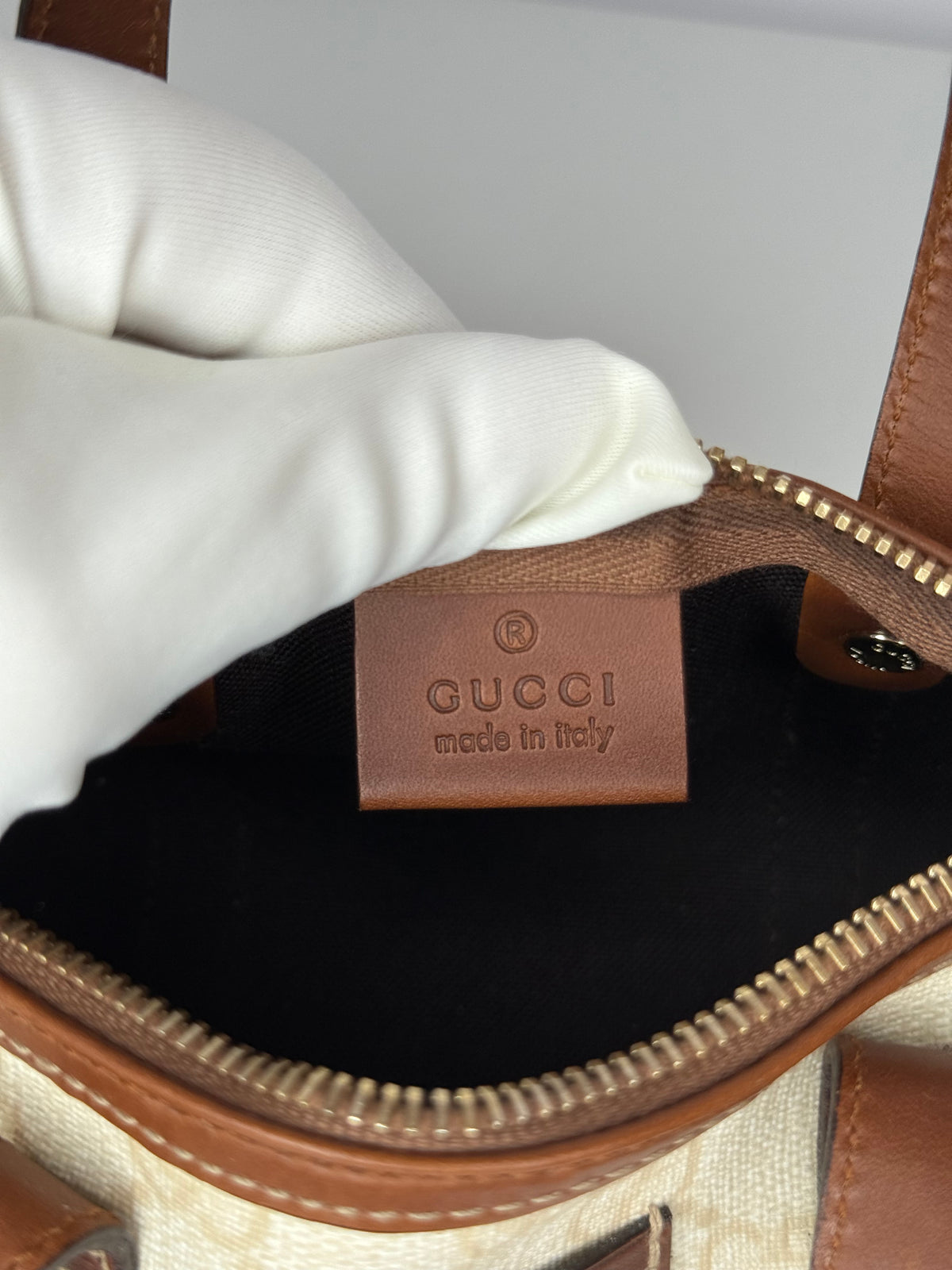 Gucci White GG Coated Canvas Mini Joy Boston Bag