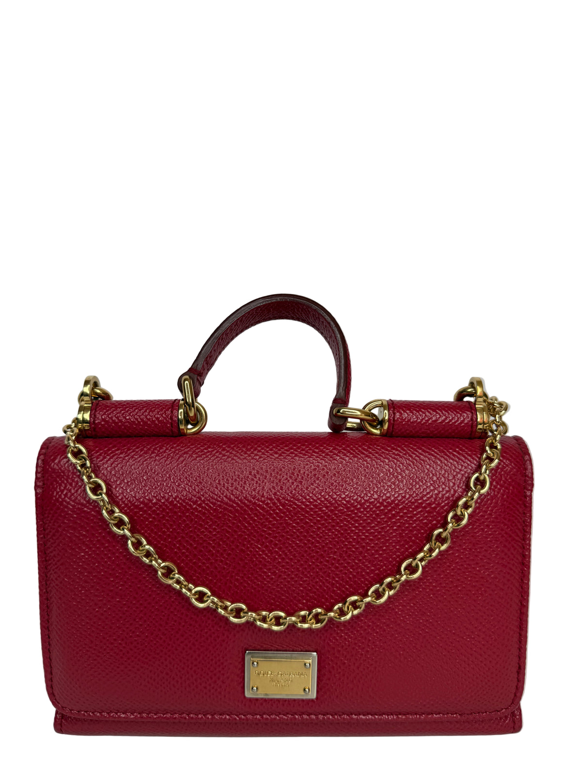 Dolce Gabbana Red Leather Mini Sicily Wallet on Chain