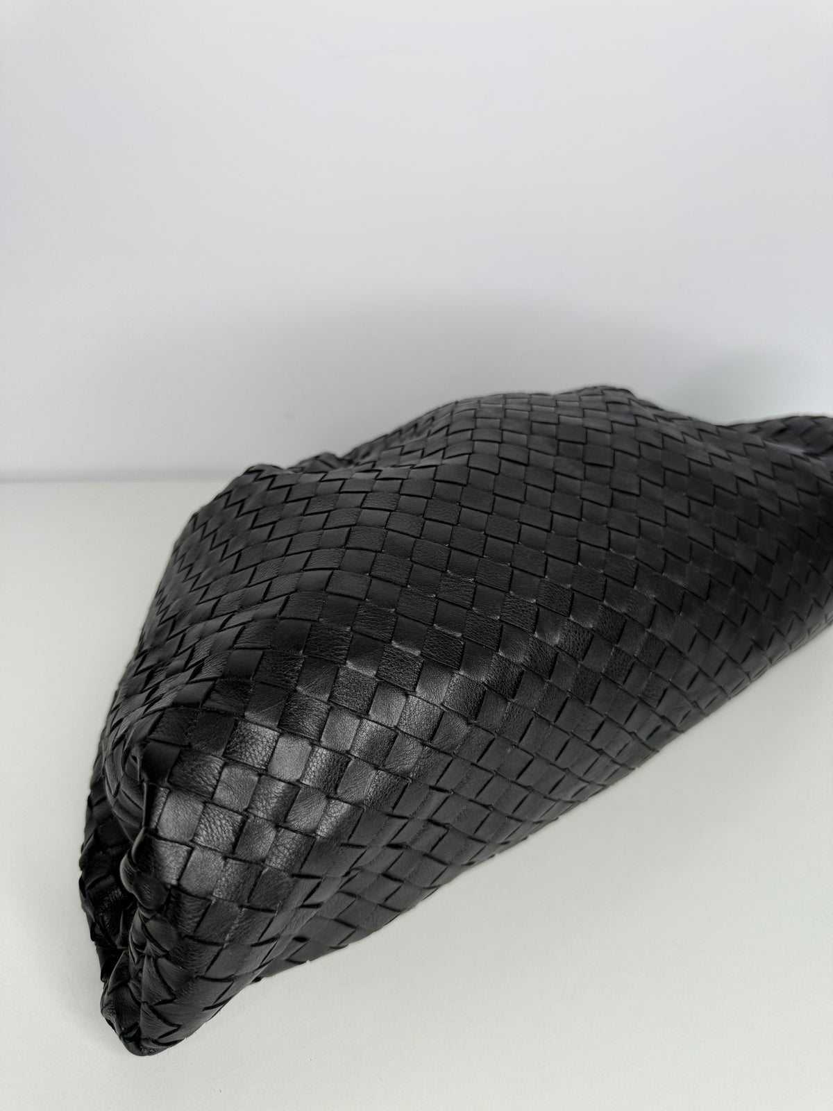 Bottega Veneta The Pouch Black Intrecciato Leather Clutch