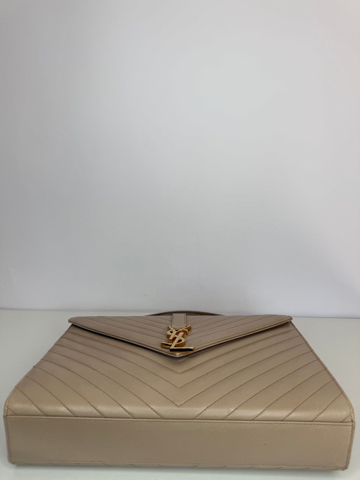 Saint Laurent Beige Grain De Poudre Large Envelope Bag