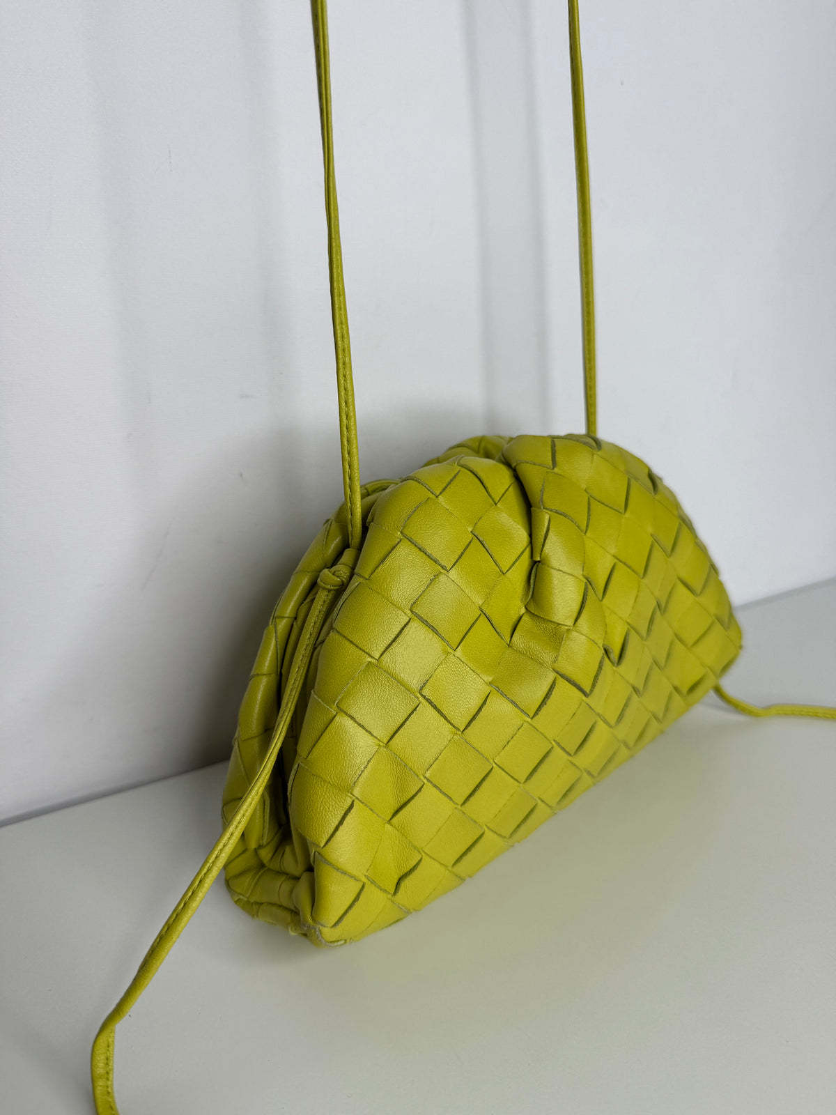 Bottega Veneta The Pouch Mini Intrecciato Kiwi Leather Clutch Bag