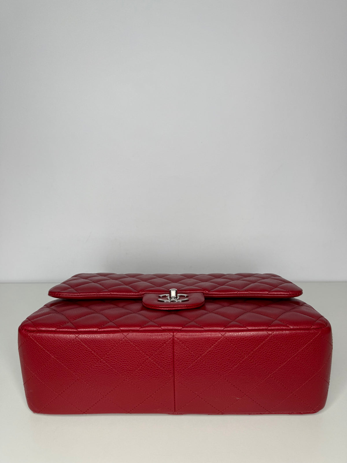 Chanel Jumbo Classic Double Flap Bag Red Caviar Silver Hardware