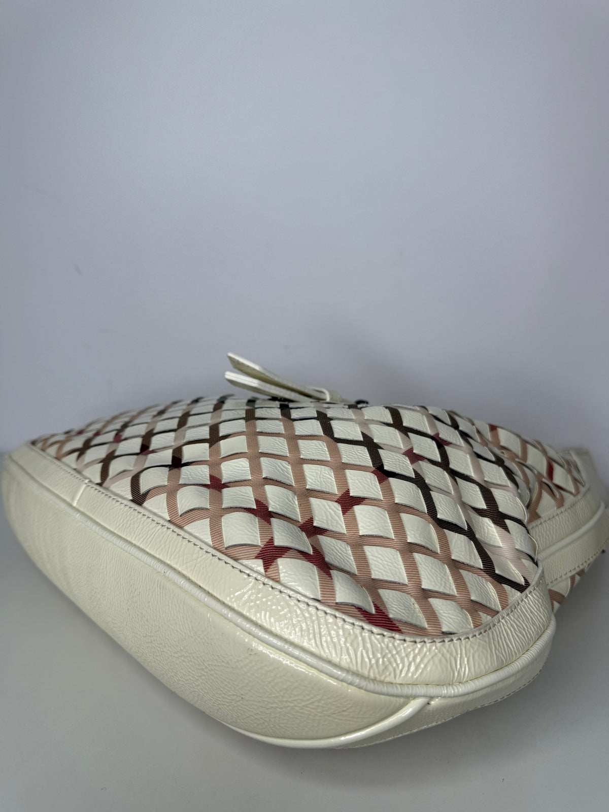 Burberry White House Check Patent Leather and PVC Brooke Hobo