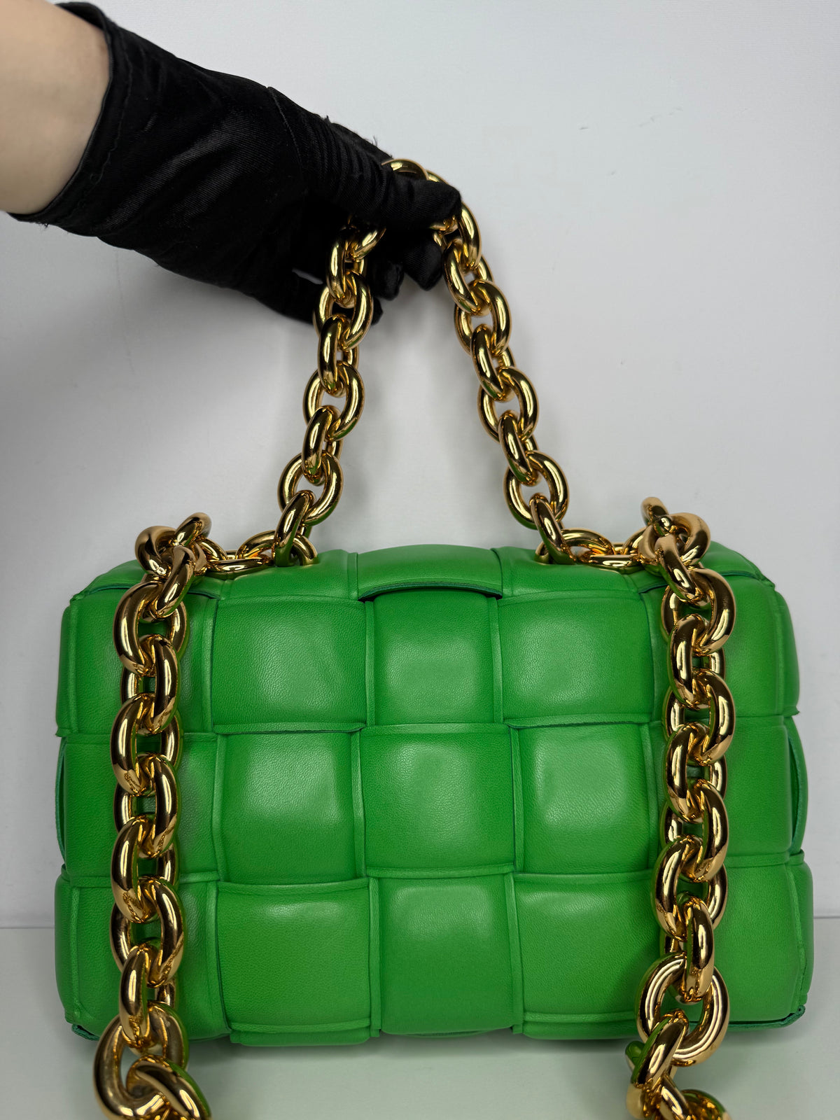 Bottega Veneta Lambskin Maxi Intreccio Padded Chain Cassette Crossbody Bag