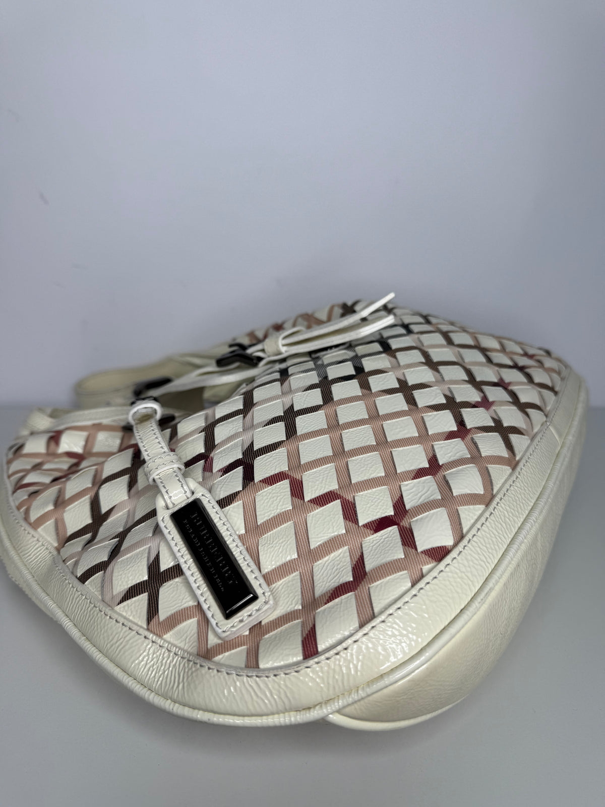 Burberry White House Check Patent Leather and PVC Brooke Hobo