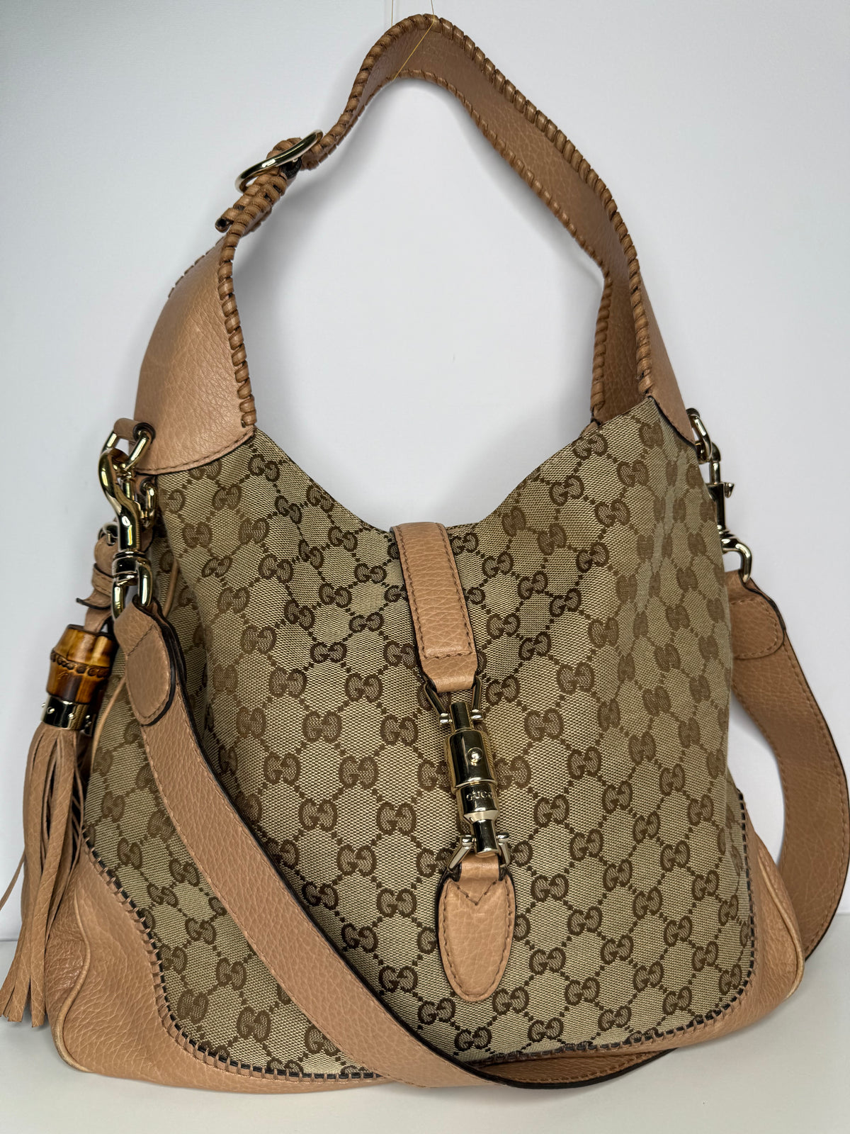 Gucci GG Canvas Large Jackie Shoulder Bag Brown