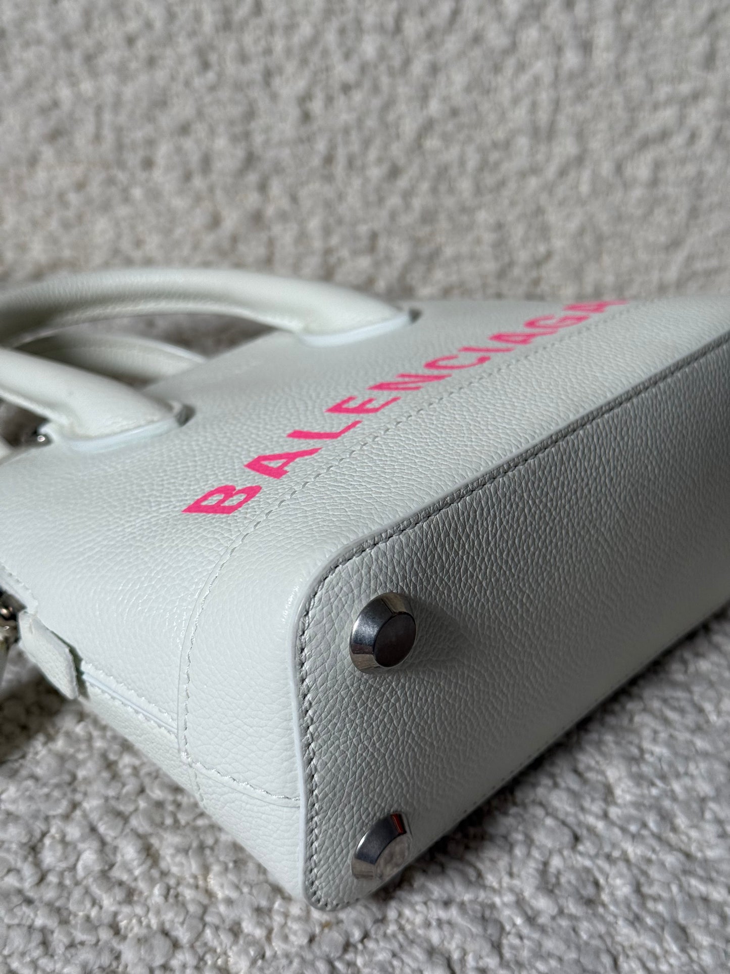 Balenciaga White/Pink XXS Ville Top Handle Handbag