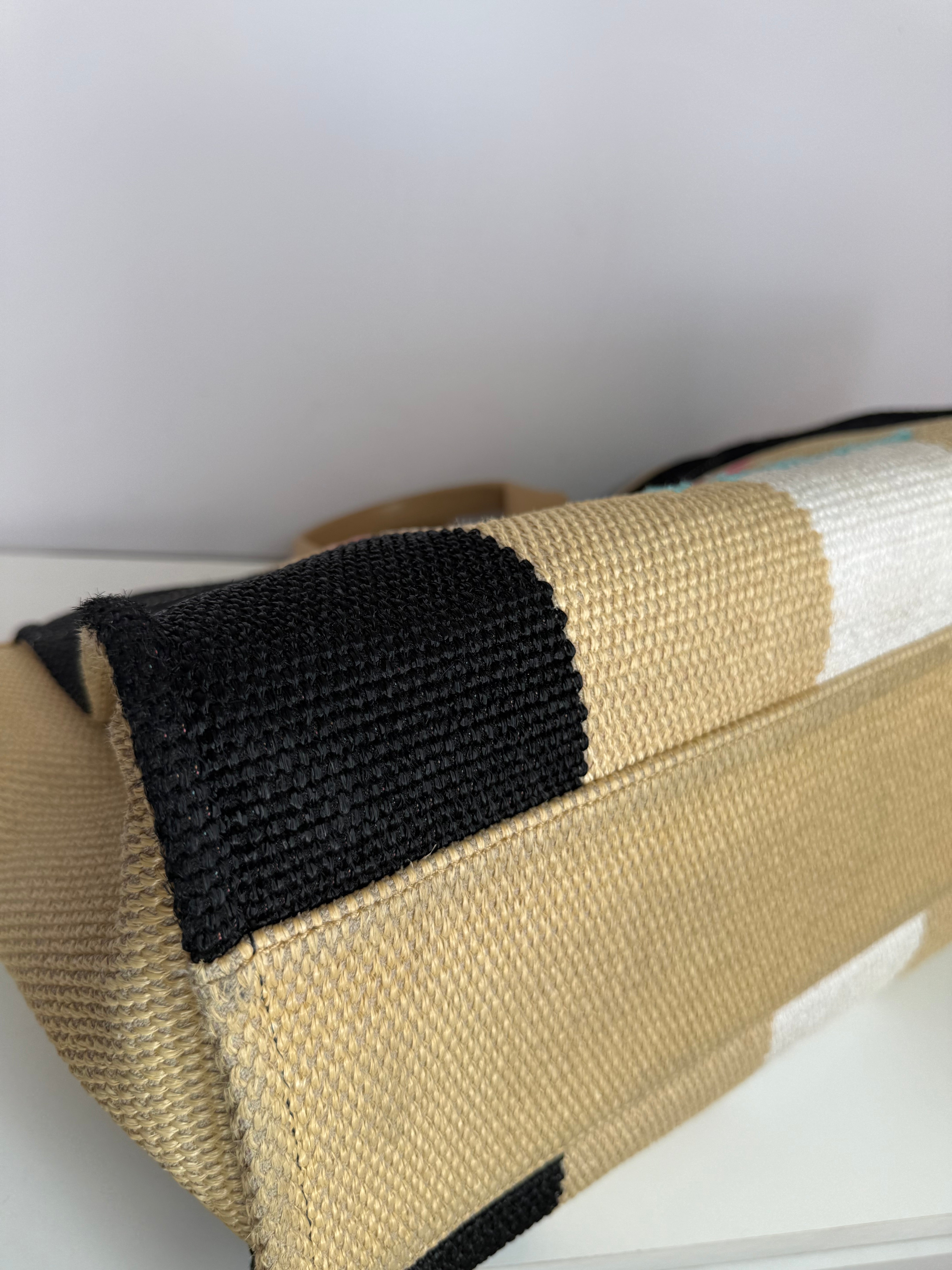 Chanel Large Striped Raffia Deauville Shopping Tote Bag