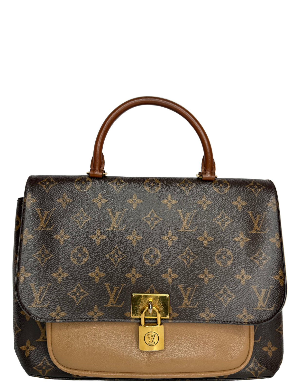 Louis Vuitton Marignan Monogram Canvas and Beige Leather Bag