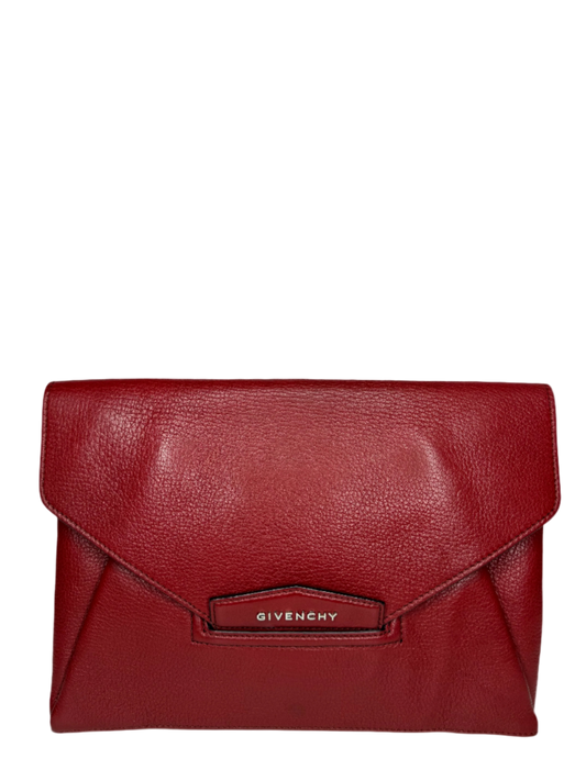 Givenchy Red Sugar Goatskin Leather Envelope Clutch Bag