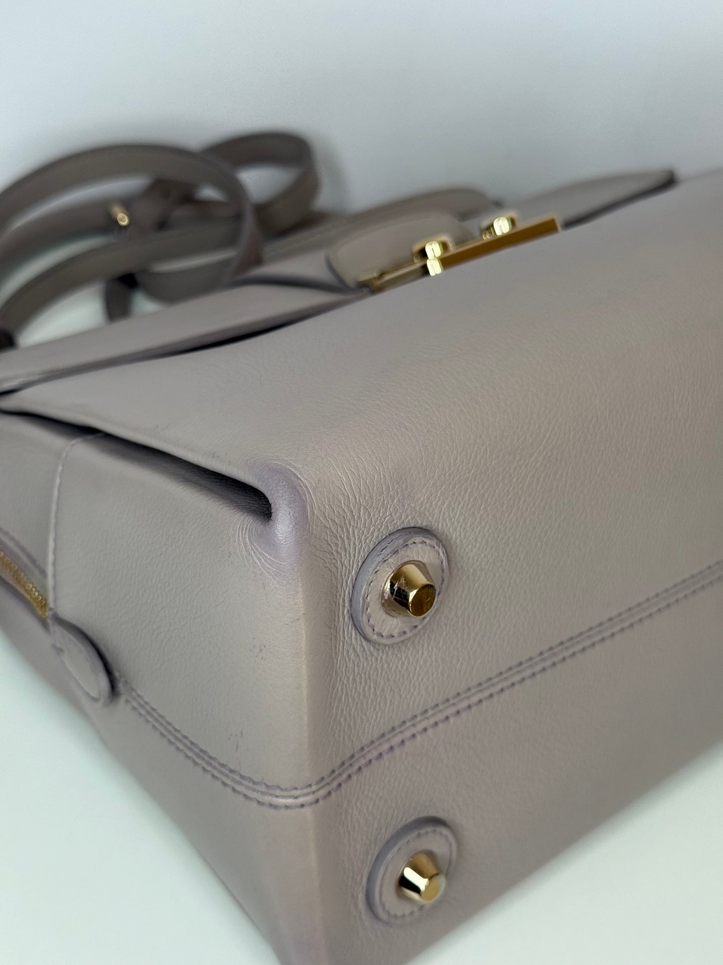 Christian Dior Grey Leather New Lock Top Handle Bag