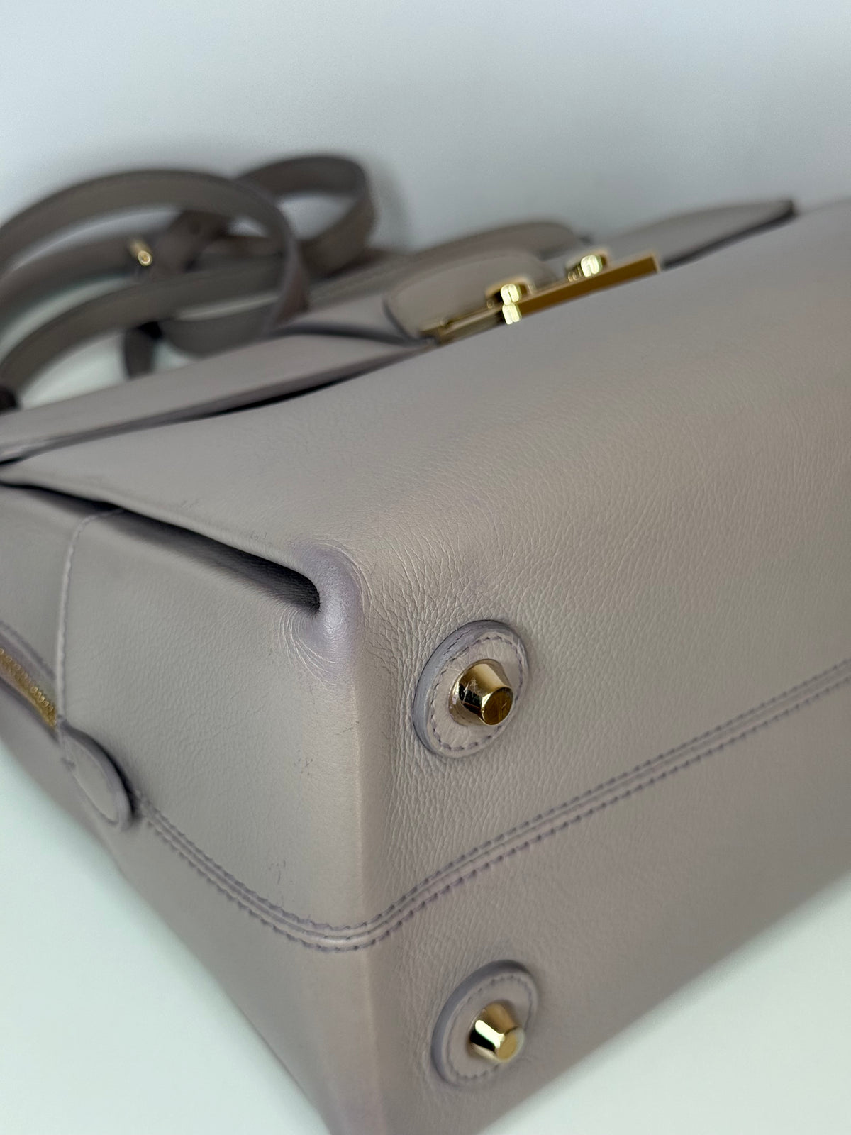 Christian Dior Grey Leather New Lock Top Handle Bag