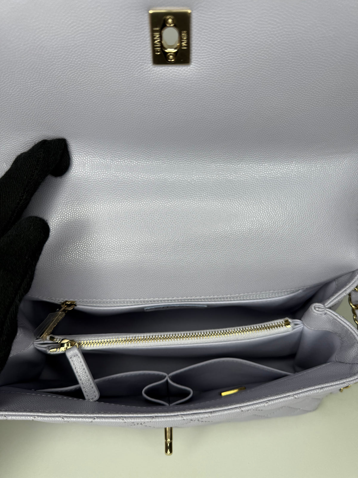 Chanel Caviar Quilted Small Coco Handle Flap Light Purple