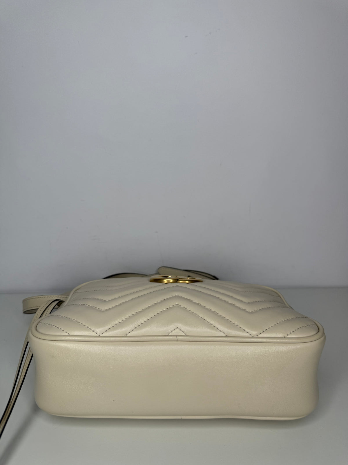 Gucci GG Off Marmont White Leather Small Camera Bag
