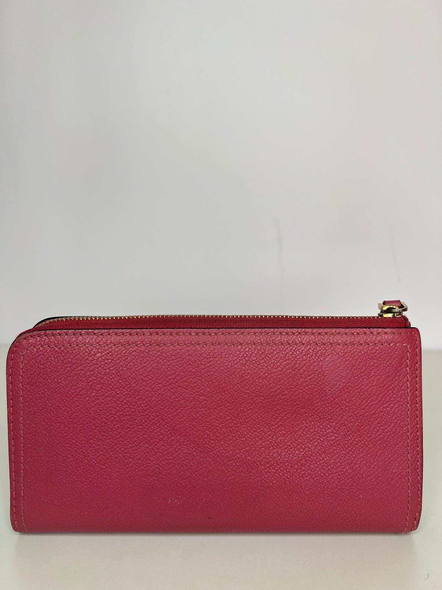 Burberry Magenta Calfskin Leather Continental Wallet