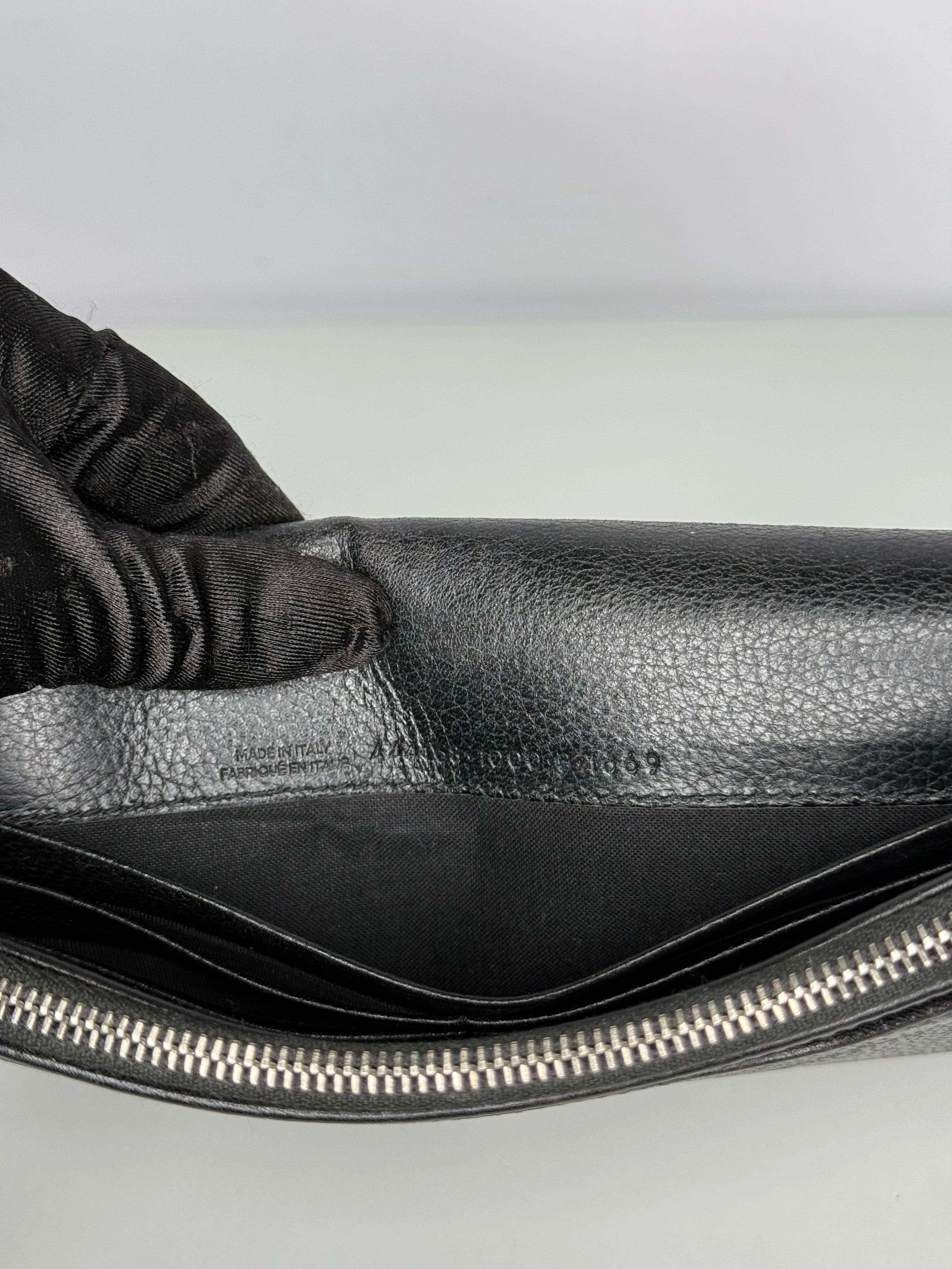 Balenciaga Grained Black Calfskin Silver Hardware Wallet on Chain