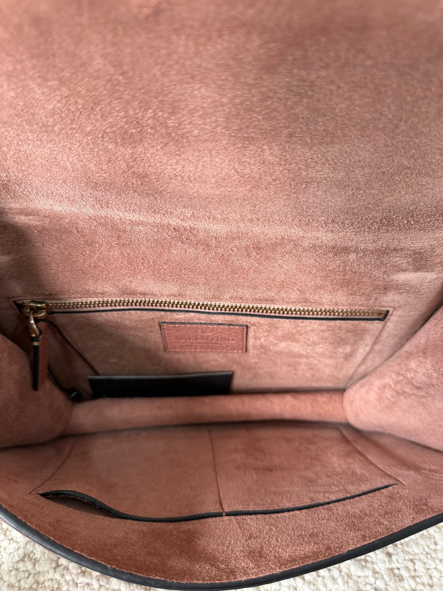 Valentino Garavani Old Rose Leather Rockstud Glam Lock Medium Flap Bag