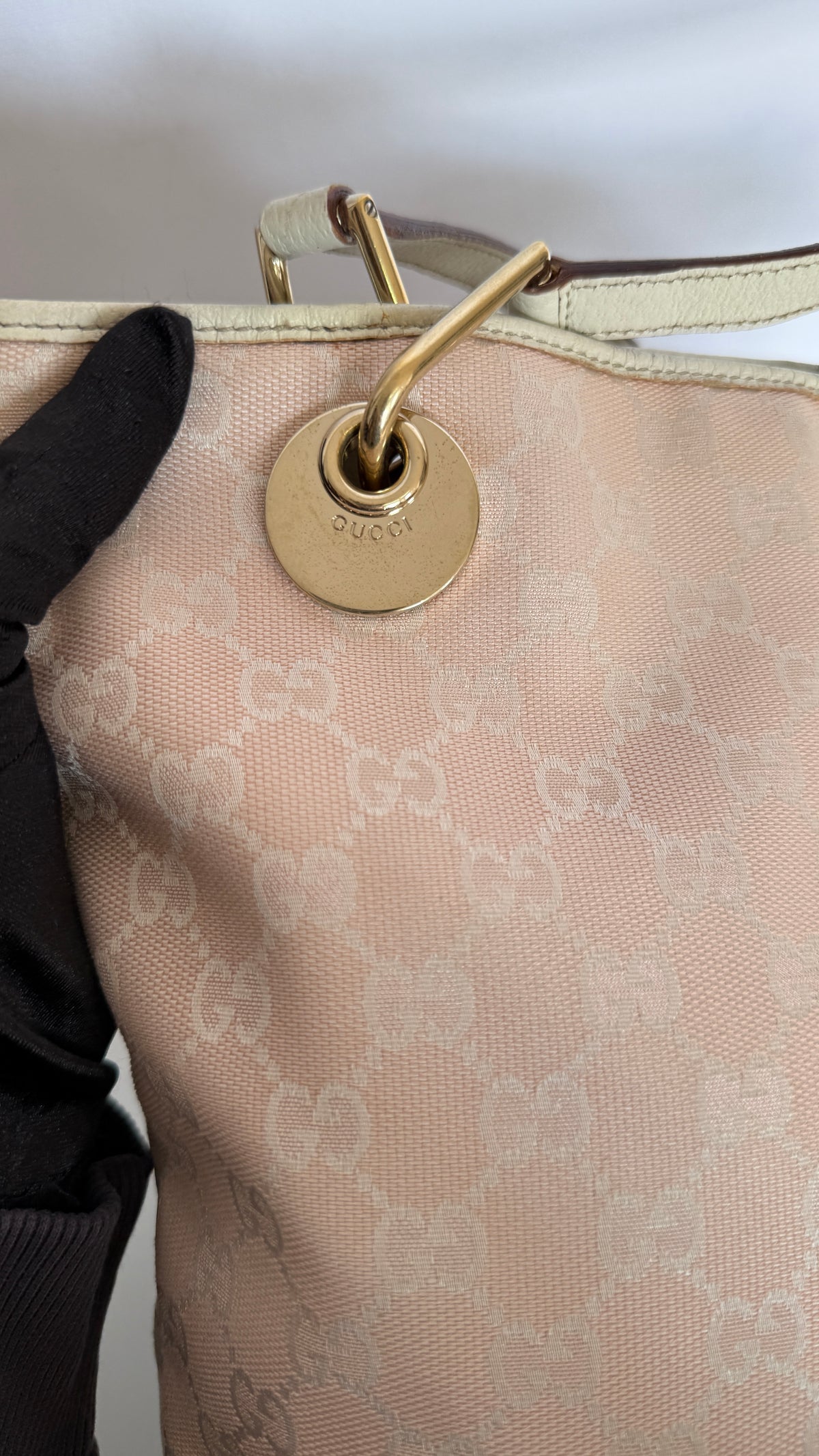 Gucci Light Pink GG Canvas Small Eclipse Tote