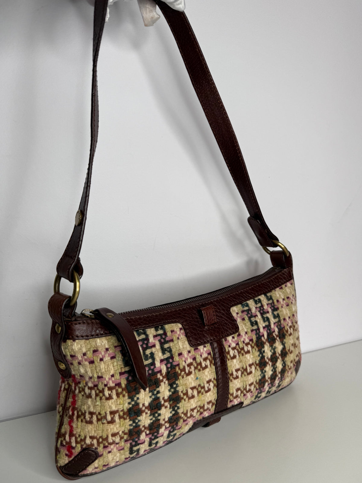 Burberry Multicolor Wool and Leather Shoulder Bag
