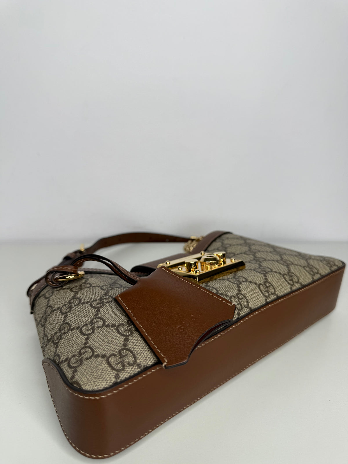 Gucci GG Supreme Beige And Ebony Padlock Small Shoulder Bag
