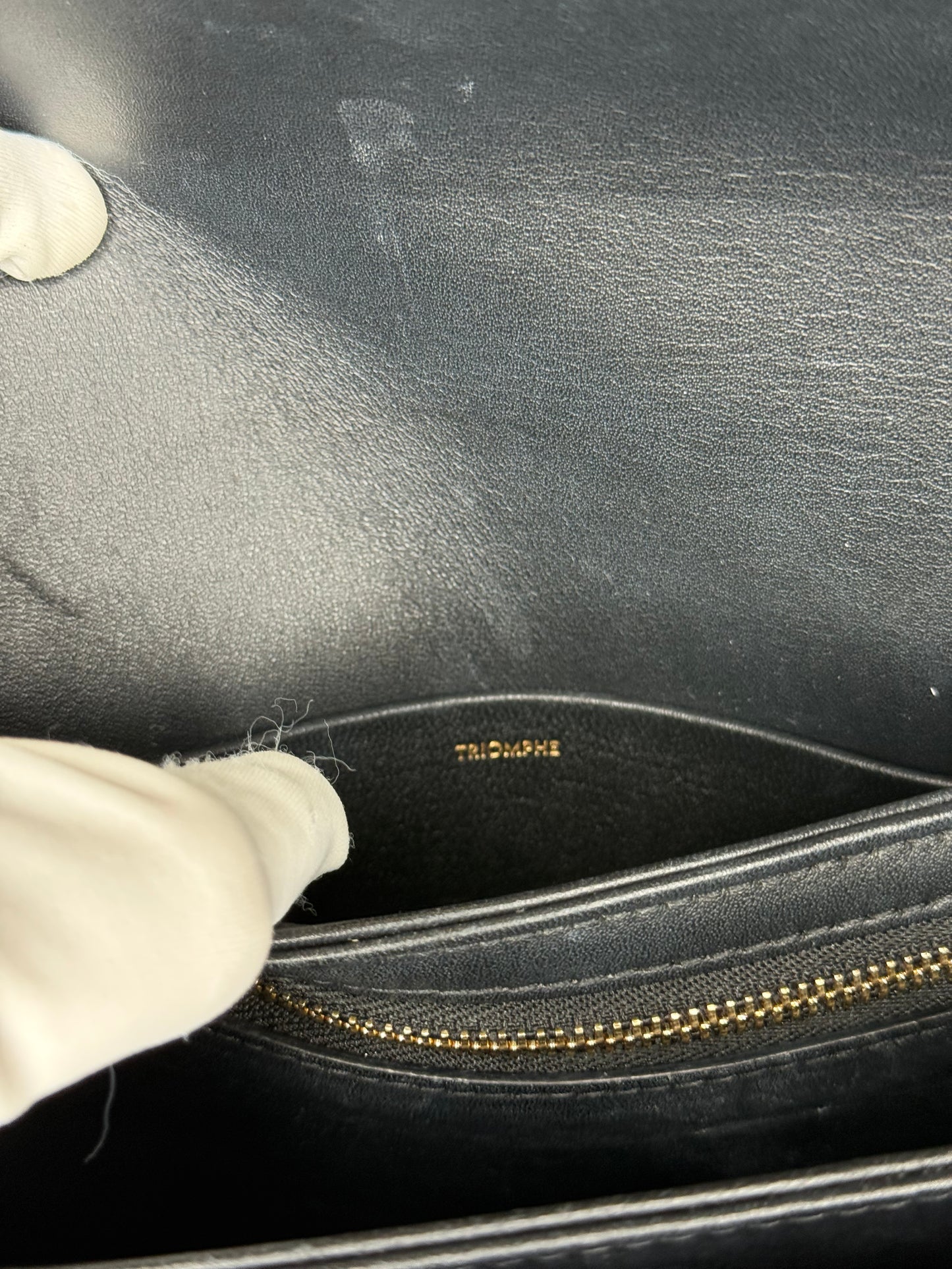 Celine Teen Triomphe Bag in Black Shiny Calfskin
