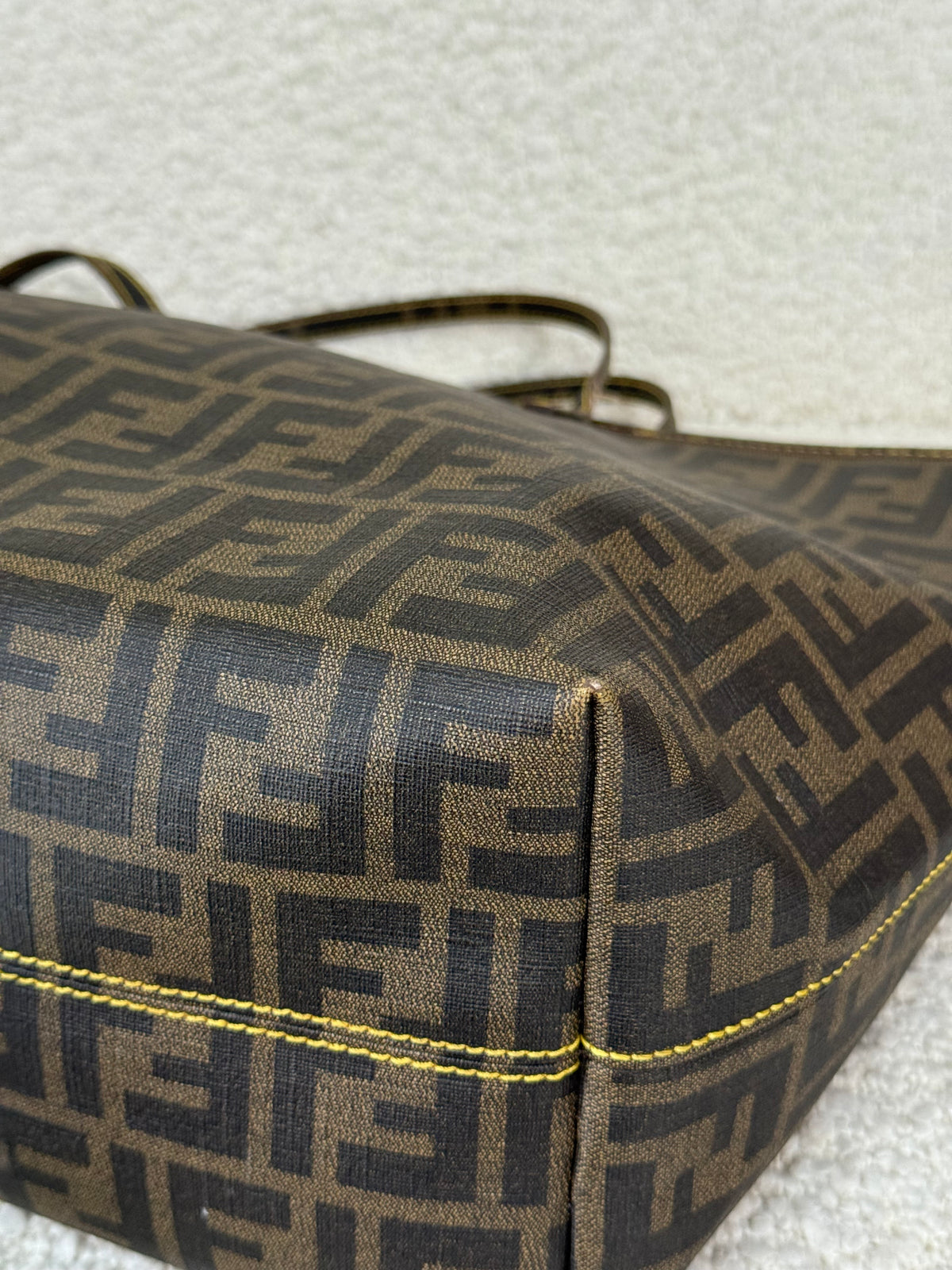 Fendi Tobacco Zucca Print Coated Canvas Roll Tote Bag