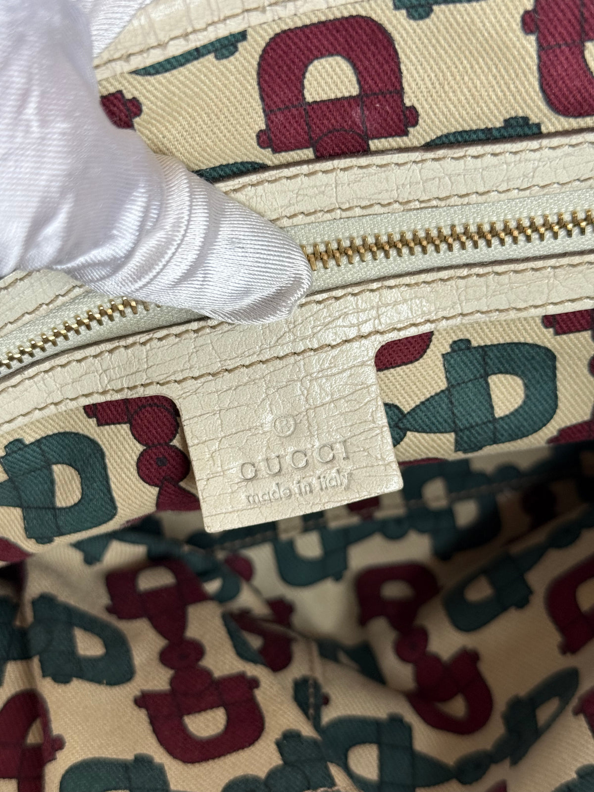 Gucci Beige/White GG Canvas and Leather Mini Jolicoeur Web Tote
