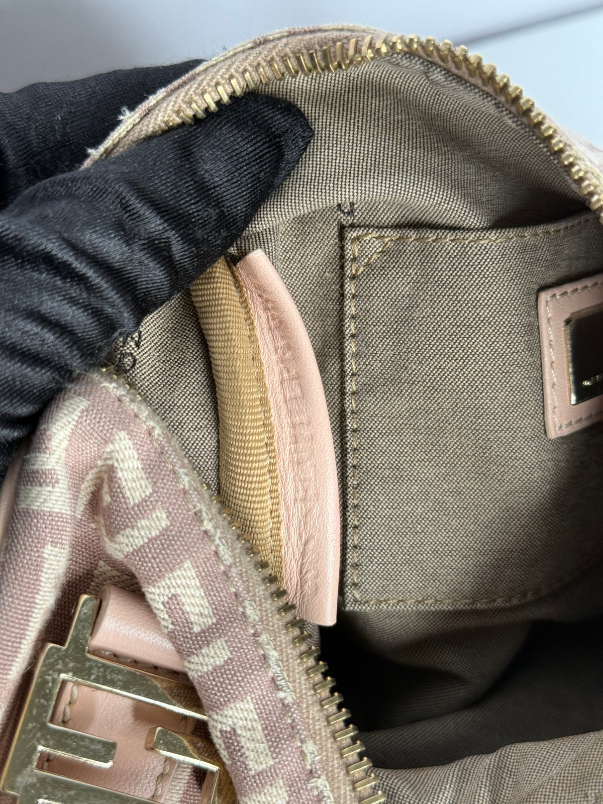Fendi Zucchino Canvas Mini Boston Bag Pink