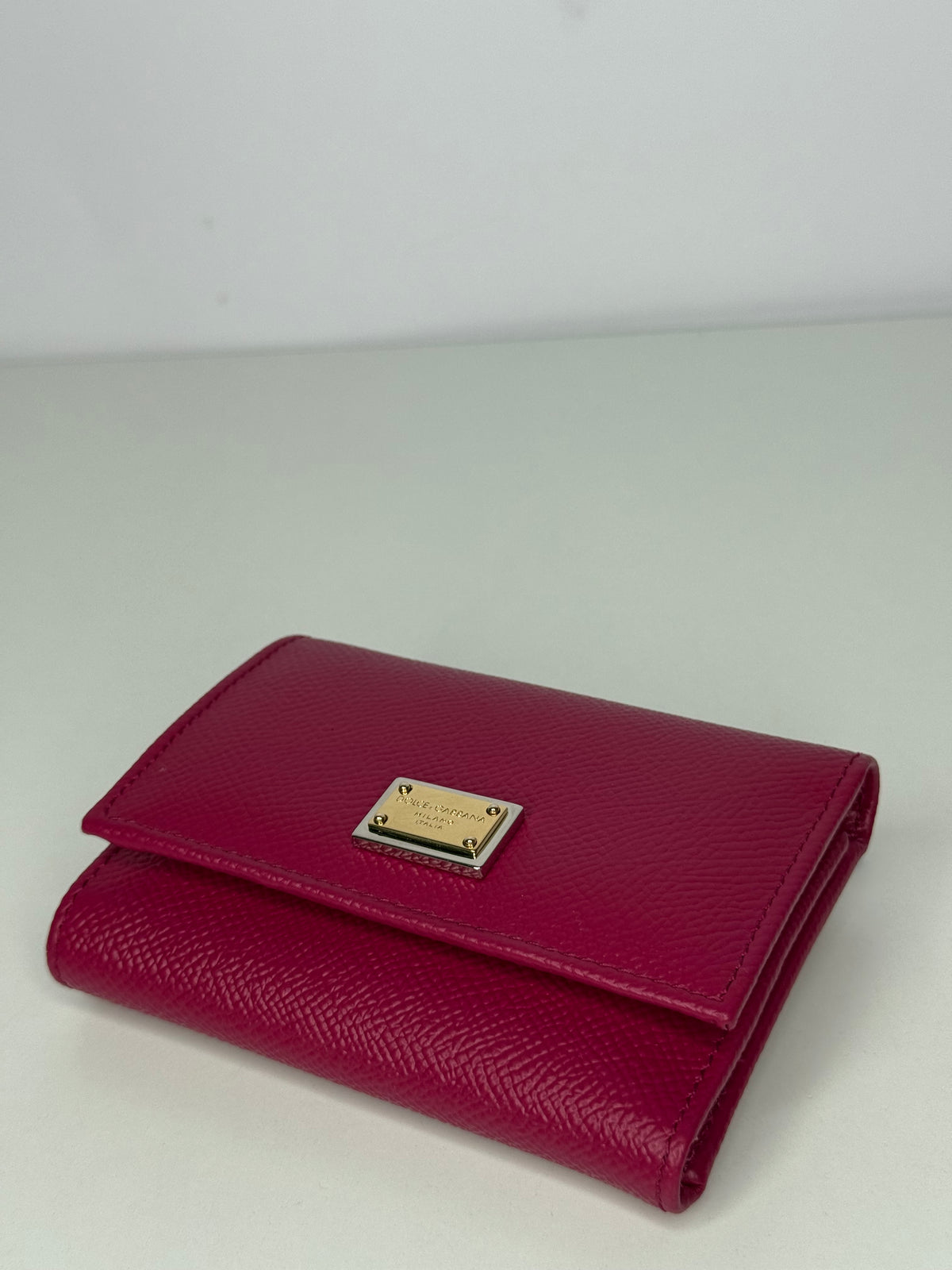 Dolce Gabbana Dauphine Calfskin French-Flap Wallet in Fuchsia