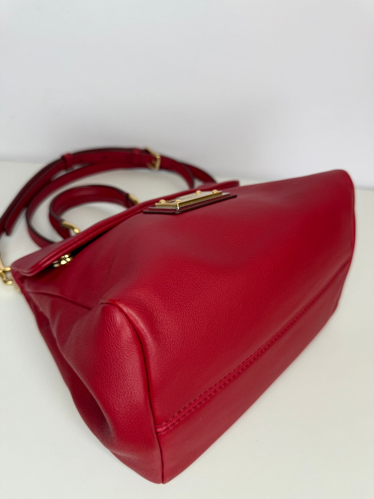 Dolce Gabbana Red Soft Leather Medium Sicily Bag