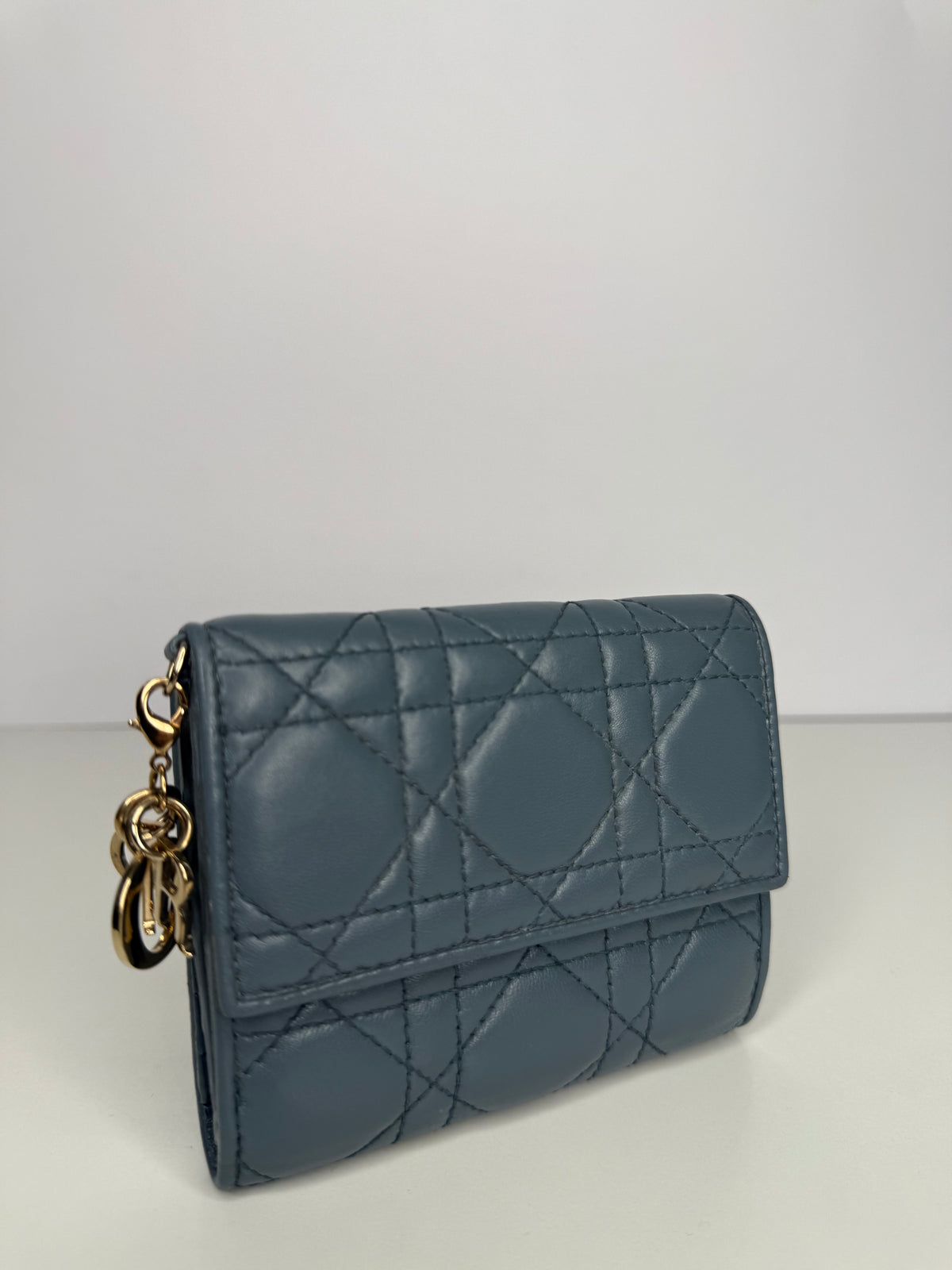 Christian Dior Lady Dior Lotus Wallet Deep Blue Cannage Lambskin