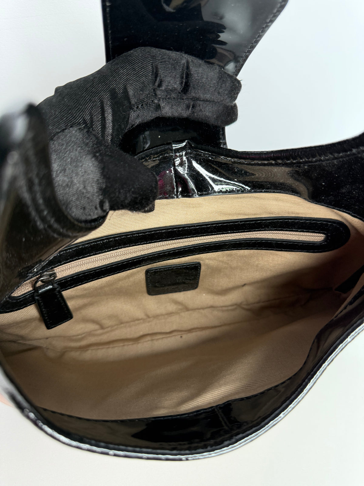 Burberry Black/Beige Nova Check PVC and Patent Leather Mini Brooke Hobo