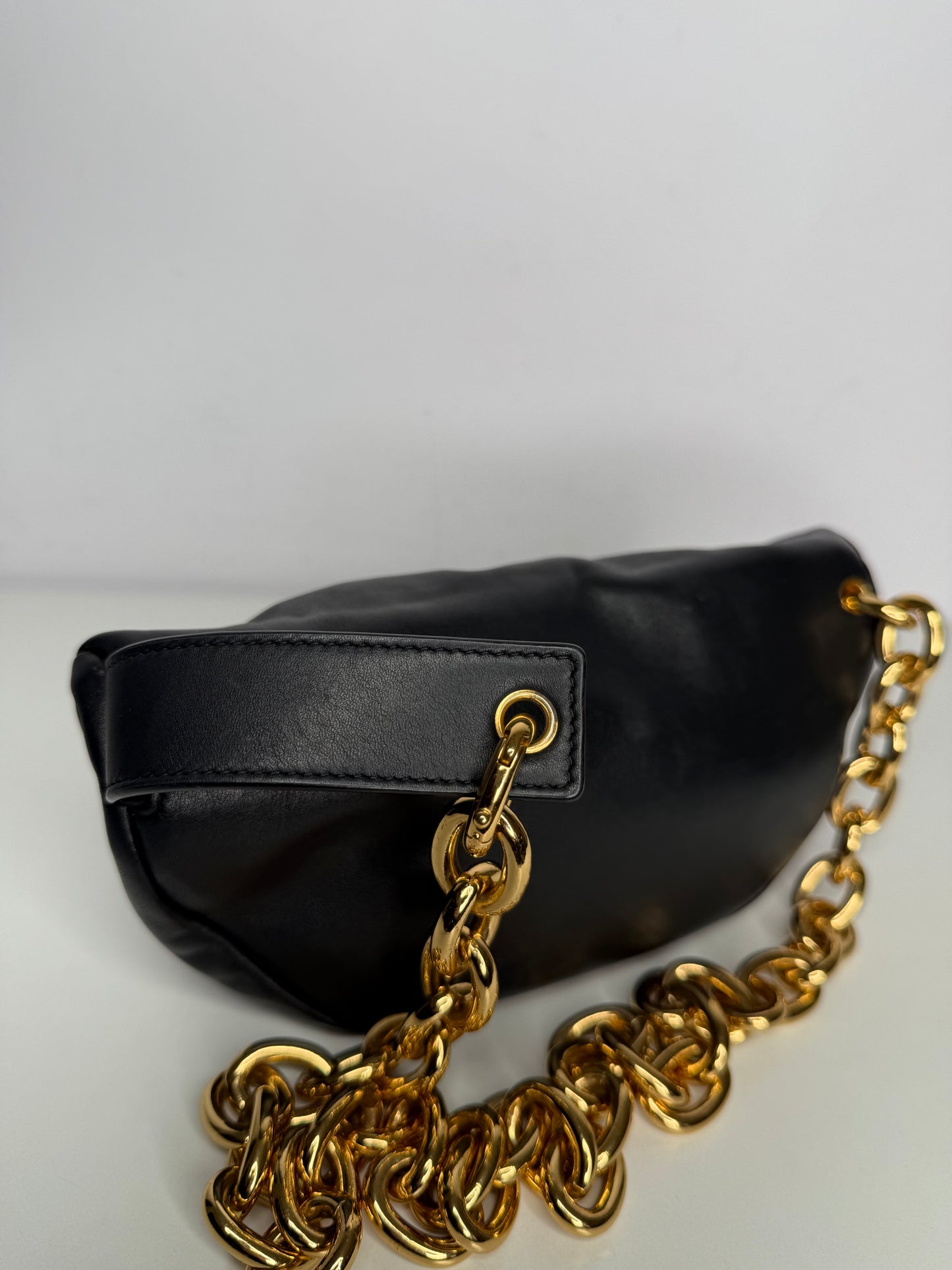 Bottega Veneta Black Nappa Leather The Belt Chain Pouch