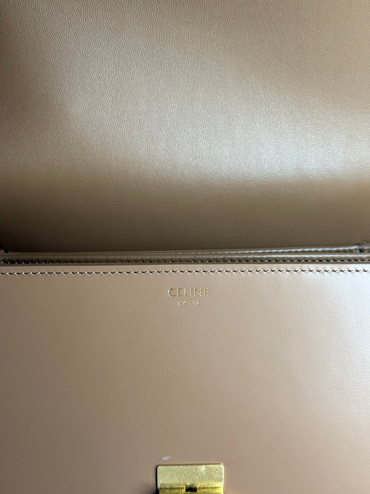 Celine Classique Triomphe Bag In Glazed Brown Shiny Calfskin