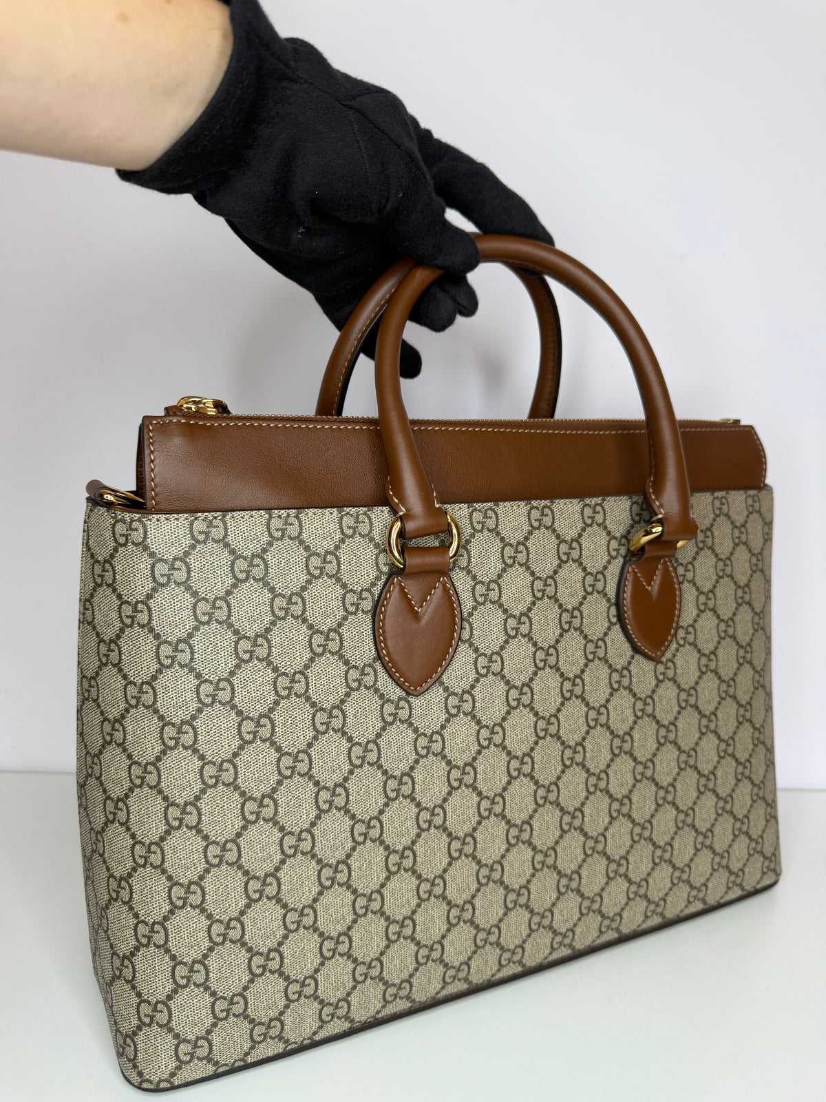 Gucci GG Coated Canvas and Leather Tote Bag