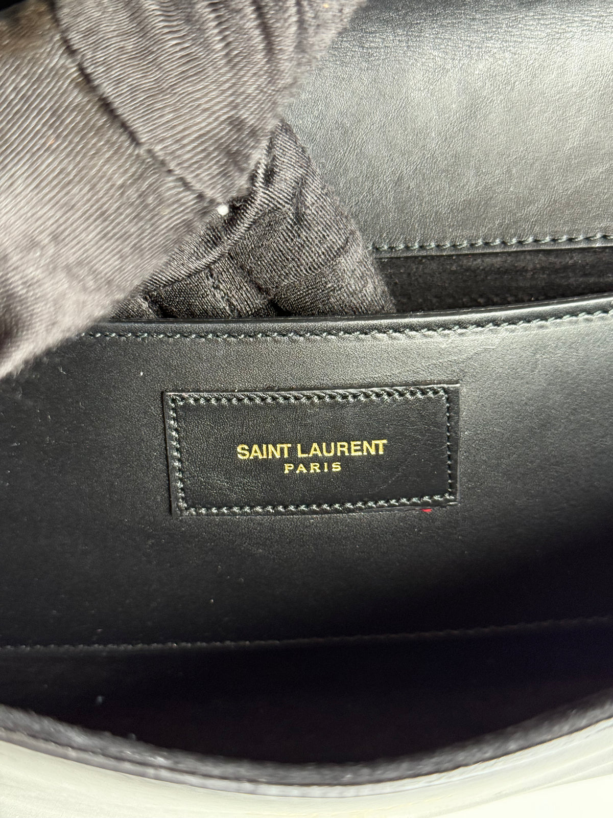 Saint Laurent Black Smooth Calfskin Leather Lutetia Flap Clutch