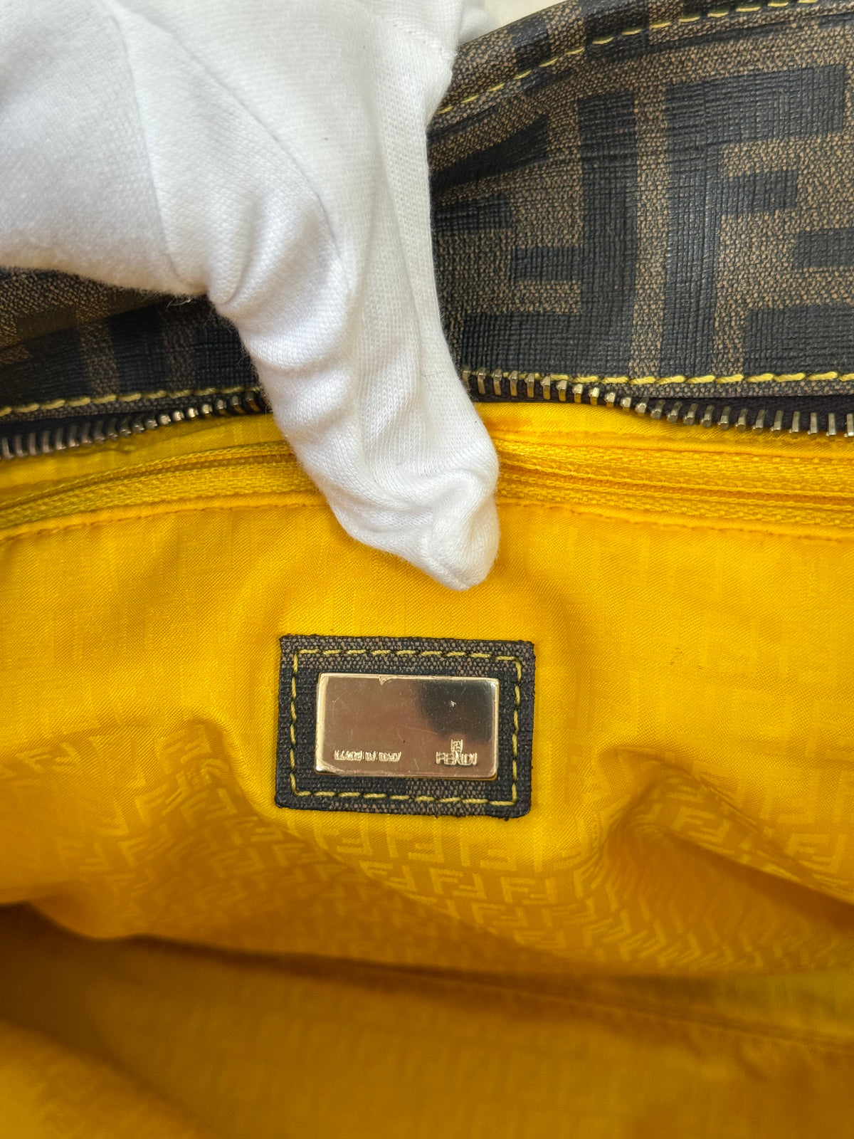 Fendi Tobacco Zucca Print Coated Canvas Roll Tote Bag
