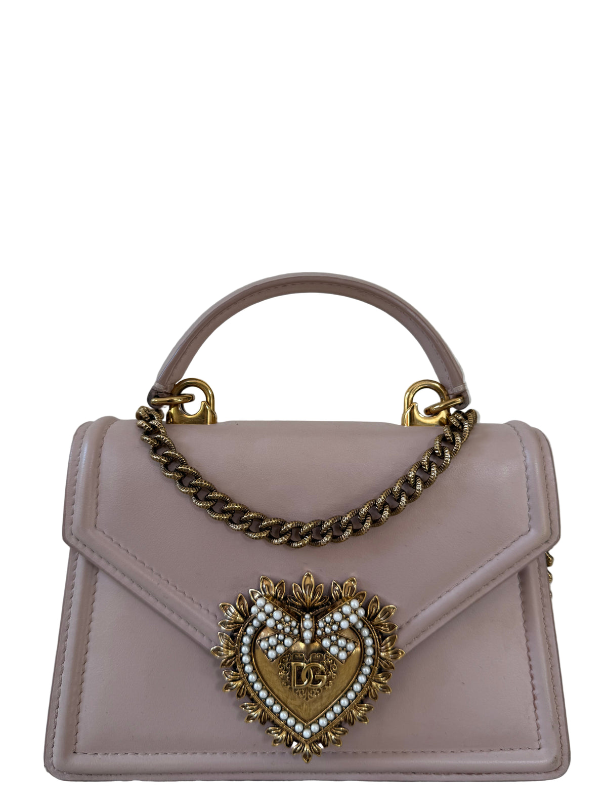 Dolce Gabbana Small Smooth Calfskin Devotion Bag Cream