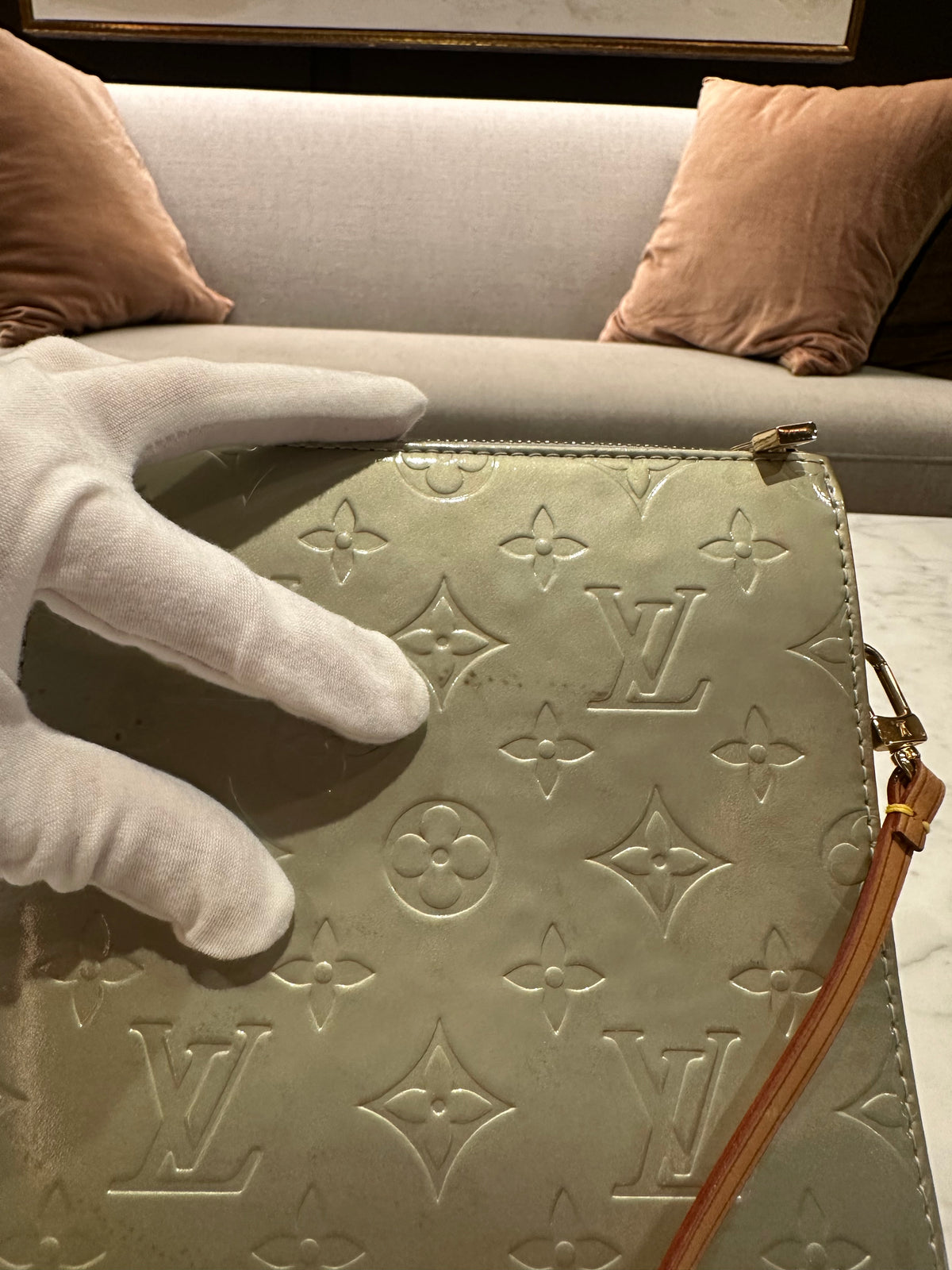 Louis Vuitton Silver Monogram Vernis Mott Bag